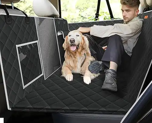Pecute Dog Back Seat Extender, Back Seat Extender for Dogs, Hard Bottom Car Seat Cover for Large Dogs, Backseat Dog Hammock for Car SUV, Dog Car Seat Cover Extender for Car Travel & Camping Bed