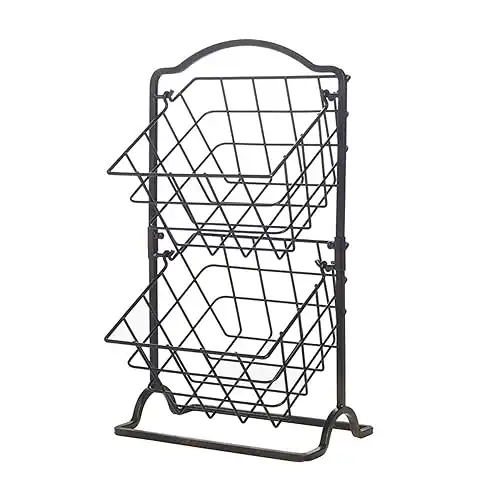 Gourmet Basics by Mikasa General Store 2 Tier Hanging Basket, Antique Black